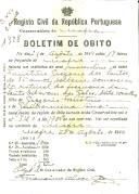 Boletim de Óbito 1328
Faustino Gregório dos Santos
Coval 444