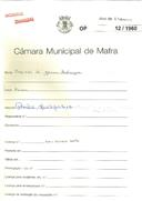 OP 12/1960 - Arlindo de Jesus Rodrigues - Construção de prédio de rendimento na Rua Prudêncio Franco da Trindade na Ericeira - Licença de construção n.º 1085/1960 - Licença de utilização n.º 903/1961
