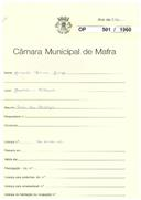 OP  501/1960 - Januário Mariano Jorge - Jerumelo-Milharado - Construção de casa para despejos
Licença de construção n.º 1674/1960