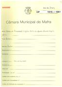 OP 1015/1961 Maria da Purificação Vigário Mota e filho José Manuel Vigário Mota - Malveira - Mafra - construção de um prédio licença de construção nº 31/1963 licença de utilização nº 353/1971