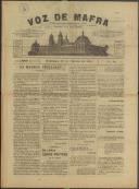 Voz de Mafra: Semanário republicano. Órgão do Partido Evolucionista neste Concelho, Ano 1, n.º 14