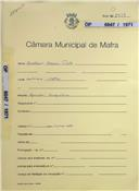 OP 6047/1971 - Simplício Amaro Filipe - Sobreiro-Mafra Construção de uma moradia unifamiliar
Licença de construção n.º 579/1971
Licença de habitação n.º 236/1972 