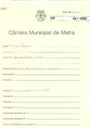 OP 44/1960 - António Ferreira - Achada-Mafra - Ampliação de uma habitação unifamiliar na Avenida Duarte Pacheco em Mafra 
Li ença de construção n.º 135/1961
Licença de habitação n.º 359/1964