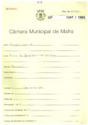 OP 1347/1962 - Gregório Duarte - construção de barracão - Casais de Monte Bom / Santo Isidoro - licença de construção nº 1266, de 04-10-62 