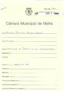 OP 177/1960 - António Fernandes Ferreira Gabriel - alteração da fachada de estabelecimento - Ericeira - licença de construção nº 621/1960 de 13-06-60