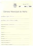 OP 946/1961 Hernani Leitão Catarino - Achada -Mafra - construção de uma moradia licença de construção nº 1569/1961 licença de utilização nº 448/1962