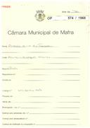 OP 574/1960 - António Daniel da Fonseca - Alcaínça-S. Miguel de Alcaínça - Construção de um prédio
Licença de construção n.º 553/1962
Alterações: Licença n.º 1055/1964
Licença de habitação n.º 141/1966