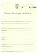 OP 473/1960 - Lucinda das Neves Rodrigues - Construção de arrecadação, Estrada do Casal do Vale - Casal do Vale / Azueira - licença de construção nº 1454/1960 