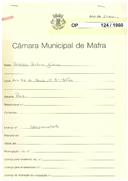 OP 124/1960 - António Pestana Júnior - construção de prédio - Mafra - licença de construção nº 980/1963, de Licença de utilização nº 159/1960 , 