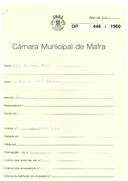 OP 446/1960 - Luis Simões Elias - Vale da Guarda-Vila Franca do Rosário - Construção de uma arrecadação com 20m2.
Licença de construção n.º 1475/1960