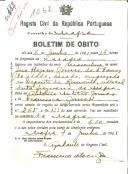 Boletim de Óbito 1062
José Higino Gomes
Coval 189