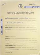 OP 6072/1971 - Fernando Simões da Silva Marques - Casais da Areia-Encarnação
Construção de uma moradia
Licença de construção n.º 256/1972
Licença de habitação n.º 327/1972