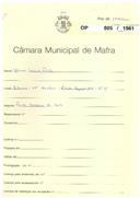 OP 805/1961 Manuel Gabriel Filipe - Ribamar - Santo Isidoro - construção de um posto de recepção de leite licença de construção nº 834/1961 licença de utilização 2265/1963