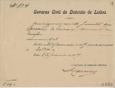 Governo Civil do Distrito de Lisboa - Processo da conta de receita e despesa da Junta de Paróquia da Ericeira, Concelho de Mafra relativa ao ano de 1908. 