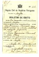 Boletim de Óbito 0086
José Francisco Caracol
Coval 117 (coval 187)