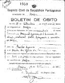 Boletim de Óbito 1959
Armindo Manuel Gomes
Coval 49