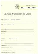 OP 162/1960 - Francisco Inácio Caetano - construção de moradia - Gorcinhos / Mafra - licença de construção nº 703/1960 de 04-07-60 e de utilização nº 1651/1960 de 21-11-60