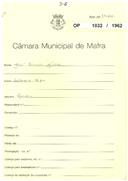 OP 1032/1962 - João Ricardo Júnior - Sobreiro, Mafra - construção de uma moradia.
Licença de construção n.º 192/62.
Licença de habitação n.º 1249/62.