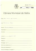 OP  515/1960 - Abel Tomás dos Santos - Barreiralva-Mafra - Construção de muro de vedação
Licença n.º 27/1961