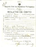 Boletim de Óbito 1834
Nado morto
Coval 8