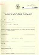 OP 7/1960 - Emídio da Silva - Quinta do Rego, na Ericeira - Substituição de madeiramento e telha de uma garagem da Empresa de Viação Gaspar, Lda - Licença de construção n.º 955/1959.