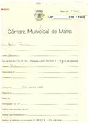 OP  520/1960 -Tomás Faustino -  Rua do Moinho Velho nº. 16 - Malveira - Construção de um prédio.
Licença de construção n.º 1553/1962
Licença de habitação n.º 1554/1963