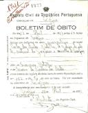 Boletim de Óbito 1927
Carlos dos Santos Batalha
Coval 41