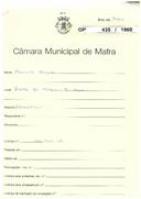 OP 435/1960 - Eduardo Marques - Construção de uma arrecadação, Rua do Penedo, nº 10 B - Alcainça / S. Miguel de Alcainça - Licença de construção n.º 1396/1960