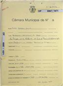 OP 6067/1971 - Carlos Esteves Duarte - Montemuro - Santo Estêvão das Galés
Ampliação e adaptação de barracão a moradia
Licença de construção n.º 44/1972
Licença de habitação n.º 427/1972