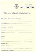 OP 948/1961 José do Carmo Domingos - Mafra - construção de uma casa de banho licença de construção nº 103/1962