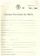 OP 548/1960 - Sociedade Nacional de Fomento Imobiliário - Achada -Mafra - Construção de moradia
Licença de construção n.º 16/1962
Prorrogação n.º 690/1962
Licença de habitação/ocupação n.º 1412/1962