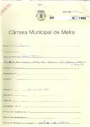 OP 41/1960 - Tomáz Faustino - Malveira-Mafra - Construção de um prédio -  Rua Dr. Mário Madeira, nº. 13 e 13 A - Malveira
Licença de construção n.º 69/1962
Licença de habitação n.º 1222/1962  