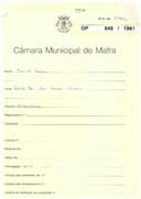 OP 848/1961 - Duarte Lucas - construção de arrecadação, Rua do Penedinho, nº 20 - Fonte Boa dos Nabos / Ericeira - licença de construção nº 1121/1961