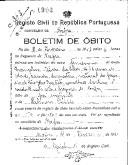 Boletim de Óbito 1902
Evangelina Abreu da Silva
Coval 383