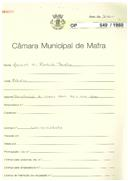 OP 549/1960 - Manuel da Piedade Baeta - Malveira . Construção de um anexo com mais um fogo
Licença de construção n.º 1167/1961
Licença de utilização n.º 2410/1963