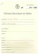 OP 572/1960 - Manuel da Silva Cristina - Ribamar-Santo Isidoro - Construção de um telheiro
Licença de construção n.º 266/1961