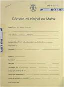 OP 5913/1971 - Maria da Graça Duarte - Chanca-Sobral da Abelheira-Adaptação de uma arrecadação a moradia
Licença de construção n.º 192/1971
Licença de habitação n.º 183/1971