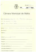 OP 328/1960 -Cooperativa Agrícola dos Produtores de Leite do Concelho de Mafra - Mafra - Construção de Ediífio destinada a garagem, tipografia a armazém- Rua Serpa Pinto-Mafra.
Sem licenças de construção e de utilização. Apenas consta como arquivado em 6/12/1963