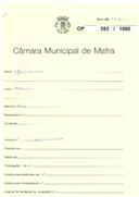 OP 392/1960 - João Laureano - Cheleiros-Mafra - Construção de muro com 18m de comprimento, confinante com caminho; e
Salvador do Val - residente da Malveira-Mafra-Construção de muro com 20m de comprimento em Cheleiros
Licenças de construção n.º s 1446 e 1447/1960