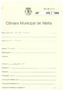 OP 370/1960 - Dionísio dos Reis Vasques - Construção de uma garagem no lugar de Lamarão - Malveira - Licença de construção n.º 1054/1960
