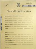 OP 5940/1971 - Joaquim Vicente Domingos - A-da-Perra-Mafra - Construção de um barracão
Licença de construção n.º 308/1971
Licença de ocupação n.º 172/1971