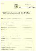 OP 915/1961 João Batalha Caetano - Salgados - Mafra - construção de uma arrecadação licença de construção nº 1250/1961 