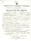 Boletim de Óbito 1839
Nado morto
Coval 10