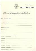 OP 486/1960 - Ernesto Luis - Construção de moradia, Paz / Mafra - Licença de construção n.º 57/1960 - Licença de utilização n.º 1090/1961